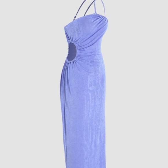 Cider Asymmetrical Cut Out One Shoulder Midi Dress Purple/Periwinkle Size Small - Picture 2 of 6